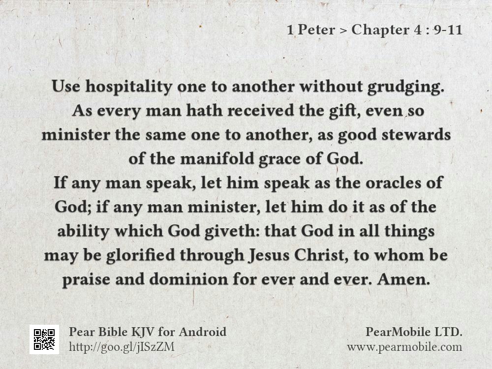 1 Peter, Chapter 4:9-11